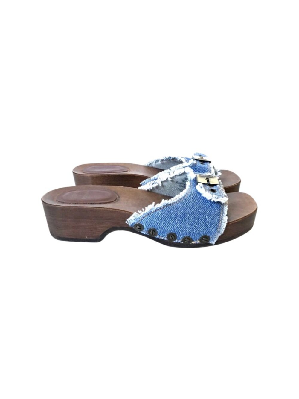 NEW Re Done x Dr Scholl's Clogs Sandals Womens 36 6 Blue Washed Denim Wood Sole - Picture 11 of 11